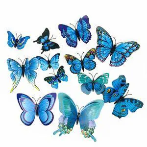12PCS 3D Butterfly Fridge Magnets Wall Sticker Home Party Decor Blue 12PCS 3D Butterfly Fridge Magnets Wall Sticker Home Party Decor Blue