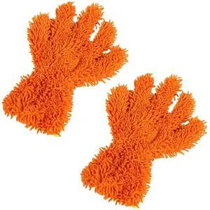 UHANBUT 2PCS Car Wash Mitts, Double Sided Chenille Microfiber Dusting Gloves with 5-Finger Design, Anti-Scratch Auto Interior Exterior Detailing Mitt for Cleaning Wheel Tight Spot (Orange) UHANBUT 2PCS Car Wash Mitts, Double Sided Chenille Microfiber Dusting Gloves with 5-Finger Design, Anti-Scratch Auto Interior Exterior Detailing Mitt for Cleaning Wheel Tight Spot (Orange)