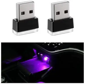 Sylvil 2 PCS USB LED Car Interior Atmosphere Lamp, Portable Mini LED Night Light, Plug-in USB Interface Trunk Ambient Lighting Kit, Universal Interior Car Accessories (Purple) Sylvil 2 PCS USB LED Car Interior Atmosphere Lamp, Portable Mini LED Night Light, Plug-in USB Interface Trunk Ambient Lighting Kit, Universal Interior Car Accessories (Purple)