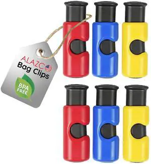6pc BPA-Free Premium Quality ALAZCO Bag Clips - Value Set Food Fruit Bread Bag Cinch Non-Slip Grip EASY Squeeze & Lock 6pc BPA-Free Premium Quality ALAZCO Bag Clips - Value Set Food Fruit Bread Bag Cinch Non-Slip Grip EASY Squeeze & Lock