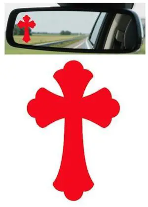 HZEL Cross Car Rearview Mirror Decals, Religious Christian Jesus Vinyl Vehicle Rear View Mirror Sticker, Self Adhesive Auto Window Decoration Decal, Universal for SUV Automobile Truck (Red) HZEL Cross Car Rearview Mirror Decals, Religious Christian Jesus Vinyl Vehicle Rear View Mirror Sticker, Self Adhesive Auto Window Decoration Decal, Universal for SUV Automobile Truck (Red)