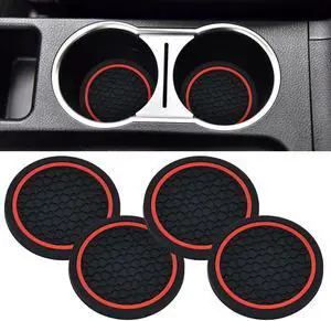 JOKAOOH 4PCS Car Cup Holder Coasters, 2.75 Inch Non-Slip Insert Water Bottle Holder Pads,Dustproof Automotive Cars Interior Accessories, Universal Car Interior Accessories (Red) JOKAOOH 4PCS Car Cup Holder Coasters, 2.75 Inch Non-Slip Insert Water Bottle Holder Pads,Dustproof Automotive Cars Interior Accessories, Universal Car Interior Accessories (Red)