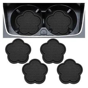 GAOLAOSY 4PCS Car Cup Holder Coasters, Cute Flower Shaped Auto Cup Holder Insert Mat Decoration, Universal Anti-Slip Car Interior Beverage Coaster Accessories Sets for Women Men (Black) GAOLAOSY 4PCS Car Cup Holder Coasters, Cute Flower Shaped Auto Cup Holder Insert Mat Decoration, Universal Anti-Slip Car Interior Beverage Coaster Accessories Sets for Women Men (Black)