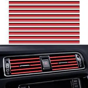 LNCHYFPL 20 Pieces Universal Car Auto Air Conditioner Vent Outlet Trim Strip, Waterproof Flexible Shiny Auto Car Vent Interior Accessories for All Air Vent Outlet (20PCS - Red) LNCHYFPL 20 Pieces Universal Car Auto Air Conditioner Vent Outlet Trim Strip, Waterproof Flexible Shiny Auto Car Vent Interior Accessories for All Air Vent Outlet (20PCS - Red)