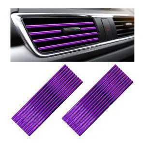Kewucn 20 PCS Car Air Conditioner Vent Decorative Strip, Waterproof Bendable Auto Air Vent Decoration, Universal Vehicle Interior Accessories Suitable for Straight Air Vents (Purple) Kewucn 20 PCS Car Air Conditioner Vent Decorative Strip, Waterproof Bendable Auto Air Vent Decoration, Universal Vehicle Interior Accessories Suitable for Straight Air Vents (Purple)