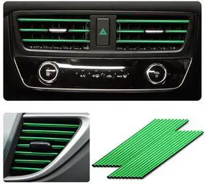 Ziciner 20 Pcs Car Air Conditioner Decoration Strip, Waterproof Bendable Auto Air Vent Outlet Shiny Trim, Universal Vehicle Interior Accessories Suitable for Most Air Vent Outlet (Green) Ziciner 20 Pcs Car Air Conditioner Decoration Strip, Waterproof Bendable Auto Air Vent Outlet Shiny Trim, Universal Vehicle Interior Accessories Suitable for Most Air Vent Outlet (Green)