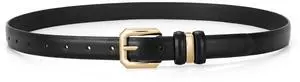 XZQTIVE Women Leather Belt for Jeans Pants Dresses Fashion Ladies Skinny Leather Belt with Gold Buckle,Black XZQTIVE Women Leather Belt for Jeans Pants Dresses Fashion Ladies Skinny Leather Belt with Gold Buckle,Black