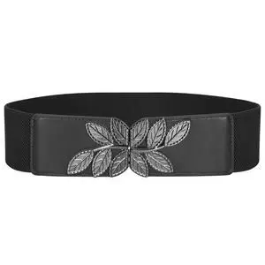 SUOSDEY Women's Wide Elastic Belt Vintage Stretchy Leaf Waist Belt for Dresses,2.3" Width SUOSDEY Women's Wide Elastic Belt Vintage Stretchy Leaf Waist Belt for Dresses,2.3" Width