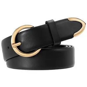 XZQTIVE Womens Leather Belts for Jeans Pants Dresses Fashion Ladies Black Belt with Gold Buckle XZQTIVE Womens Leather Belts for Jeans Pants Dresses Fashion Ladies Black Belt with Gold Buckle