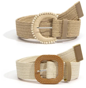 YooAi Straw Woven Belts for Women Dresses Boho Braided Stretchy Waist Belt for Summer Dress Pants 2 Pack S YooAi Straw Woven Belts for Women Dresses Boho Braided Stretchy Waist Belt for Summer Dress Pants 2 Pack S