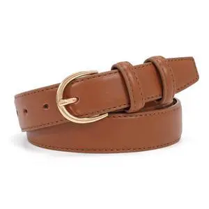 JASGOOD Women's Leather Belt Fashion Dress Belt with Gold Buckle for Ladies Jeans Pants, Brown JASGOOD Women's Leather Belt Fashion Dress Belt with Gold Buckle for Ladies Jeans Pants, Brown