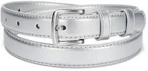maikun Womens Belt for Jeans Dress, Ladies Classic Faux Leather Waist Belt | Fashion Daily Belt for Office Pants Dress, Silver Belt, Size M maikun Womens Belt for Jeans Dress, Ladies Classic Faux Leather Waist Belt | Fashion Daily Belt for Office Pants Dress, Silver Belt, Size M