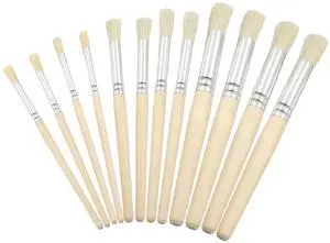 12 Pack Wooden Stencil Brush, 6 Sizes Round Stippling | Bristle Paint Brushes, Acrylic, Oil, Watercolor Painting, Template Art, DIY Crafts & Card Making 12 Pack Wooden Stencil Brush, 6 Sizes Round Stippling | Bristle Paint Brushes, Acrylic, Oil, Watercolor Painting, Template Art, DIY Crafts & Card Making