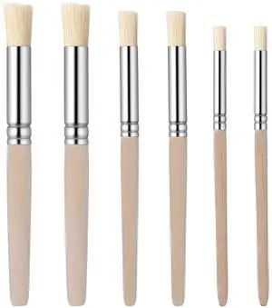 6Pcs Wooden Stencil Brushes, Natural Bristle Paint Brushes Set | 3 Sizes Wood Paint Template Brush for Stencil Painting Acrylic Oil Watercolor DIY Art Crafts 6Pcs Wooden Stencil Brushes, Natural Bristle Paint Brushes Set | 3 Sizes Wood Paint Template Brush for Stencil Painting Acrylic Oil Watercolor DIY Art Crafts