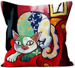 Funny Spring Summer Cat Abstract Art Picasso Painting Throw Pillows Covers 18 x 18 Inch for Art Lover Cat Mom Family Outdoor Cushion Couch Sofa Bed Room Funny Spring Summer Cat Abstract Art Picasso Painting Throw Pillows Covers 18 x 18 Inch for Art Lover Cat Mom Family Outdoor Cushion Couch Sofa Bed Room