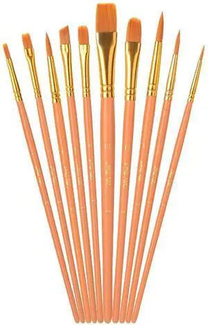 Acrylic Paint Brushes Set, 10 Pack, Round & Pointed Tip | Nylon Hair Artist Brushes for Watercolor, Oil, Rock, Face, Nail, Miniature, Canvas, Detailing, Drawing, Art Supplies Acrylic Paint Brushes Set, 10 Pack, Round & Pointed Tip | Nylon Hair Artist Brushes for Watercolor, Oil, Rock, Face, Nail, Miniature, Canvas, Detailing, Drawing, Art Supplies