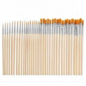 40 Piece Paint Brush Set Bulk 20 Flat Nylon and 20 Small Detail Brushes with Wood Handles for Acrylic Watercolor Oil Crafts Artists Face Body Art 40 Piece Paint Brush Set Bulk 20 Flat Nylon and 20 Small Detail Brushes with Wood Handles for Acrylic Watercolor Oil Crafts Artists Face Body Art