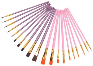 20 Pcs Paint Brush Set Nylon Paint Brushes, for Oil, Watercolor, Gouache, Face Painting, Draw Artists and Beginners, Pink and Purple 20 Pcs Paint Brush Set Nylon Paint Brushes, for Oil, Watercolor, Gouache, Face Painting, Draw Artists and Beginners, Pink and Purple