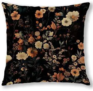 Moody Vintage Bold Floral Throw Pillow Covers 18x18, Dark Academia Cottagecore Botanical Wildflower Decorative Pillowcases for Living Room Bedroom Sofa Home Decor Moody Vintage Bold Floral Throw Pillow Covers 18x18, Dark Academia Cottagecore Botanical Wildflower Decorative Pillowcases for Living Room Bedroom Sofa Home Decor