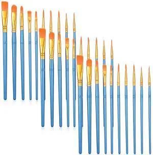 30 Pcs (3×10 Pack) Acrylic Paint Brushes Set, Fine Detailing | Nylon Hair Artist Paint Brushes, For Acrylic, Watercolor & Oil, For Canvas, Rock & Nail Art, Blue 30 Pcs (3×10 Pack) Acrylic Paint Brushes Set, Fine Detailing | Nylon Hair Artist Paint Brushes, For Acrylic, Watercolor & Oil, For Canvas, Rock & Nail Art, Blue