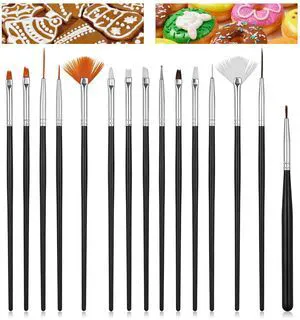15Pcs Food Paint Brush, Cake Painting Brushes Sugar Cookie Decorating Kit Food Safe Paint Brushes Cookie Icing Pastry Brush, Black 15Pcs Food Paint Brush, Cake Painting Brushes Sugar Cookie Decorating Kit Food Safe Paint Brushes Cookie Icing Pastry Brush, Black