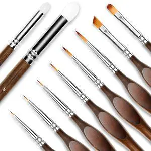 Detail Paint Brushes Set, 10 pcs Miniature Brushes for Fine Detailing | Drybrush, Wooden Handle, Anti-fatigue Triangular Grip, Multiple Brush Sizes, Craft, Models, Acrylics & Watercolor Detail Paint Brushes Set, 10 pcs Miniature Brushes for Fine Detailing | Drybrush, Wooden Handle, Anti-fatigue Triangular Grip, Multiple Brush Sizes, Craft, Models, Acrylics & Watercolor