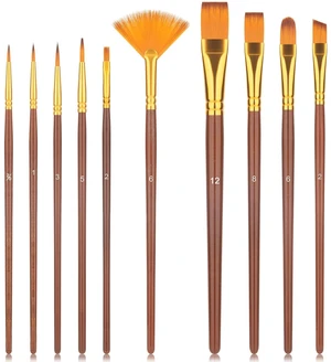 10Pcs Paint Brushes for Acrylic, Watercolor & Gouache Painting, Artists & Beginners 10Pcs Paint Brushes for Acrylic, Watercolor & Gouache Painting, Artists & Beginners
