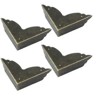 Bronze Box Corner Protectors, 12 Packs, 2.76" x 0.79" | Edge Cover, Safety Guard, Furniture Decorative, Metal Table Corner Bronze Box Corner Protectors, 12 Packs, 2.76" x 0.79" | Edge Cover, Safety Guard, Furniture Decorative, Metal Table Corner