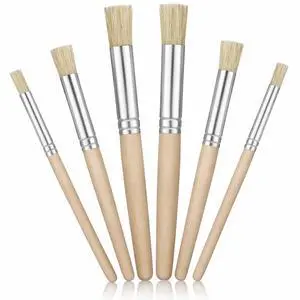 6 PCS Stencil Paint Brush Set, Natural Bristle Dome Stencil Brushes for Stenciling, Wooden Stippling Brush for Acrylic Oil Watercolor Paint, Painting on Wood Wall, DIY Craft, Card Making 6 PCS Stencil Paint Brush Set, Natural Bristle Dome Stencil Brushes for Stenciling, Wooden Stippling Brush for Acrylic Oil Watercolor Paint, Painting on Wood Wall, DIY Craft, Card Making