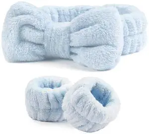 Spa Headband and Wristband Set for Washing Face Skincare Makeup | soft &Ultra-absorbent| Non-Slip for Beauty Routines | Great Skin Care Gifts for Women | blue set Spa Headband and Wristband Set for Washing Face Skincare Makeup | soft &Ultra-absorbent| Non-Slip for Beauty Routines | Great Skin Care Gifts for Women | blue set
