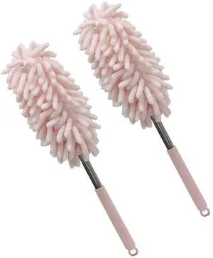 2 Pack Car Interior Duster, Pink | Retractable, 12 to 31 Inch Extendable Pole, Bendable Head, Soft Chenille Dusting Brush, For Auto, Home, Office & Furniture 2 Pack Car Interior Duster, Pink | Retractable, 12 to 31 Inch Extendable Pole, Bendable Head, Soft Chenille Dusting Brush, For Auto, Home, Office & Furniture