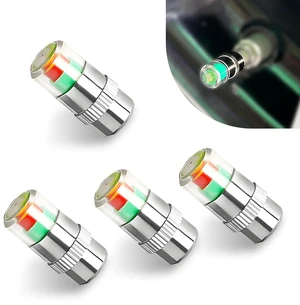 4 PCS Tire Pressure Monitor Valve Stem Caps, 2.4Bar 36PSI Car Tire Pressure Monitor Sensor Indicator with 3-Color Eye Alert, Universal for Most Cars (Silver) 4 PCS Tire Pressure Monitor Valve Stem Caps, 2.4Bar 36PSI Car Tire Pressure Monitor Sensor Indicator with 3-Color Eye Alert, Universal for Most Cars (Silver)