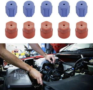 Hirificing 10PCS A/C System Valve Cap R134a 13mm & 16mm Air Conditioning Service AC System Charging Port Caps 5 Sets Blue Low Side & 5 Sets Red High Side Fit for Most R134a AC System Vehicles Hirificing 10PCS A/C System Valve Cap R134a 13mm & 16mm Air Conditioning Service AC System Charging Port Caps 5 Sets Blue Low Side & 5 Sets Red High Side Fit for Most R134a AC System Vehicles