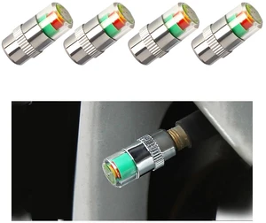 4 PCS Tire Pressure Monitor Valve Stem Caps, 2.4Bar 36PSI Car Tire Pressure Monitor Sensor Indicator with 3-Color Eye Alert, Universal Valve Stem Caps for Cars (Silver) 4 PCS Tire Pressure Monitor Valve Stem Caps, 2.4Bar 36PSI Car Tire Pressure Monitor Sensor Indicator with 3-Color Eye Alert, Universal Valve Stem Caps for Cars (Silver)