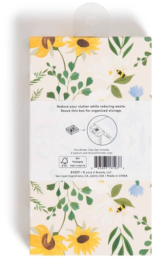 24ct Binder Clips Vintage Sunflower: Steel Office Supplies, Small Multicolor Clips, Fasteners, 3.42" Width 24ct Binder Clips Vintage Sunflower: Steel Office Supplies, Small Multicolor Clips, Fasteners, 3.42" Width