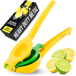 Metal 2-In-1 Lemon Squeezer Manual - Sturdy, Max Extraction Hand Juicer Lemon Squeezer Gets Every Last Drop - Easy to Clean & Use Citrus Juicer-Yellow/Green Metal 2-In-1 Lemon Squeezer Manual - Sturdy, Max Extraction Hand Juicer Lemon Squeezer Gets Every Last Drop - Easy to Clean & Use Citrus Juicer-Yellow/Green