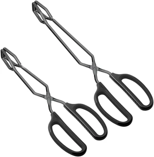 Stainless Steel Kitchen Scissor Tongs 10" and 12" Set (Black) Stainless Steel Kitchen Scissor Tongs 10" and 12" Set (Black)
