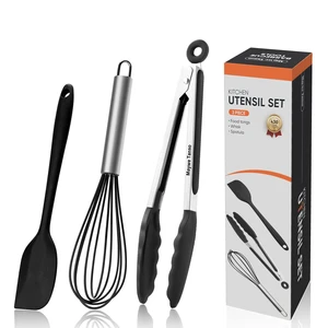 3PCS Silicone Cooking Utensil Set,Non Stick Kitchen Tool, Black 3PCS Silicone Cooking Utensil Set,Non Stick Kitchen Tool, Black