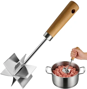 304 Stainless Steel Meat Chopper Masher,10.6 Inch Ground Beef Chopper Tool,6 Curved Blades,Burger Shredderfor Ground Beef Grinder & Potato Mix Kitchen Gadgets 304 Stainless Steel Meat Chopper Masher,10.6 Inch Ground Beef Chopper Tool,6 Curved Blades,Burger Shredderfor Ground Beef Grinder & Potato Mix Kitchen Gadgets