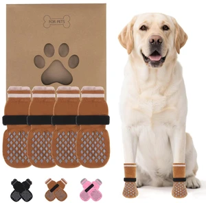 Anti Slip Dog Socks Shoes for Hot Pavement to Prevent Licking Paws Scratching, Pet Boots & Paw Protector for Hardwood Floors, Dog Grip Booties for Small Medium Large Senior Dogs, Khaki XL Anti Slip Dog Socks Shoes for Hot Pavement to Prevent Licking Paws Scratching, Pet Boots & Paw Protector for Hardwood Floors, Dog Grip Booties for Small Medium Large Senior Dogs, Khaki XL