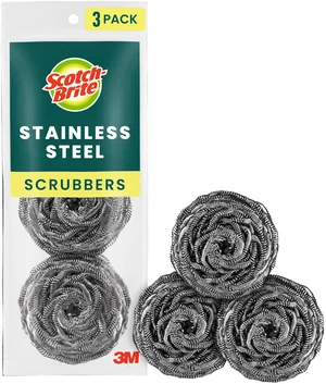 Scotch-Brite Stainless Steel Scrubbers, 3 Pack Scotch-Brite Stainless Steel Scrubbers, 3 Pack