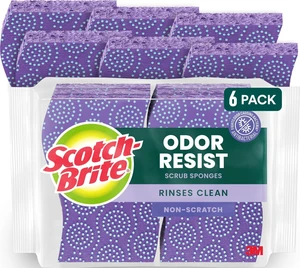 Scotch-Brite Odor Resist Non-Scratch Scrub Sponge, Dishwasher-Safe, Resist Bacterial Odors, Multipurpose Dish Sponge for Gentle Cleaning, 6 Count Scotch-Brite Odor Resist Non-Scratch Scrub Sponge, Dishwasher-Safe, Resist Bacterial Odors, Multipurpose Dish Sponge for Gentle Cleaning, 6 Count