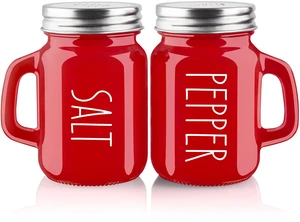 ZOSUJO 4 oz Red Glass Salt and Pepper Shaker Set with Stainless Steel Lids, Modern Kitchen Decor for Home Restaurants Weddings ZOSUJO 4 oz Red Glass Salt and Pepper Shaker Set with Stainless Steel Lids, Modern Kitchen Decor for Home Restaurants Weddings