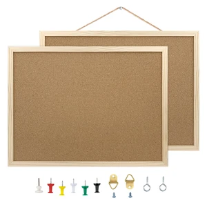 2 Pack Cork Board Bulletin Board, 15.7" x 11.81" with Oak Wood Finish Frame, for Wall Office Home School, Includes Pins, Eye Bolts, Gaskets, Screws 2 Pack Cork Board Bulletin Board, 15.7" x 11.81" with Oak Wood Finish Frame, for Wall Office Home School, Includes Pins, Eye Bolts, Gaskets, Screws