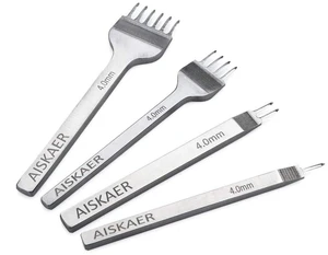 Aiskaer Leather Stitching Punch Set Diamond Chisel Tools 4mm White Steel 1 2 4 6 Prong for Leather Craft DIY Aiskaer Leather Stitching Punch Set Diamond Chisel Tools 4mm White Steel 1 2 4 6 Prong for Leather Craft DIY