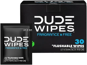 DUDE Wipes On-the-Go Unscented Adult Flushable Travel Wipes, 30 Count DUDE Wipes On-the-Go Unscented Adult Flushable Travel Wipes, 30 Count
