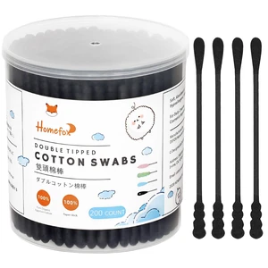 Black Cotton Swabs Spiral, 200 Count Organic Cotton Buds Charcoal Cotton Tips Paper Stick Soft Gentle Cruelty-Free Lint-Free Round & Spiral Black Cotton Swabs Spiral, 200 Count Organic Cotton Buds Charcoal Cotton Tips Paper Stick Soft Gentle Cruelty-Free Lint-Free Round & Spiral