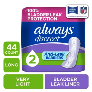 Always Discreet Incontinence Panty Liners for Bladder Leaks, Size 2, Very Light Absorbency, Long Length, 44 Count Always Discreet Incontinence Panty Liners for Bladder Leaks, Size 2, Very Light Absorbency, Long Length, 44 Count