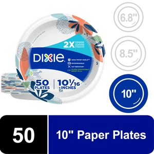 Dixie Disposable Paper Plates 10" Multi-Color, 50 Count Dixie Disposable Paper Plates 10" Multi-Color, 50 Count