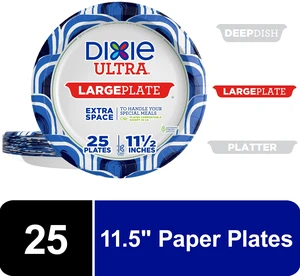 Dixie Ultra Large Disposable Paper Plates, 11.5", 25 Count, Multi-Color Dixie Ultra Large Disposable Paper Plates, 11.5", 25 Count, Multi-Color